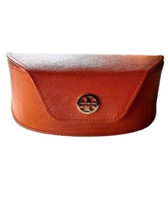 Tory Burch Accessories - TORY BURCH Sunglasses Case in Burnt Orange Saffianno Leather with Gold Logo Snap